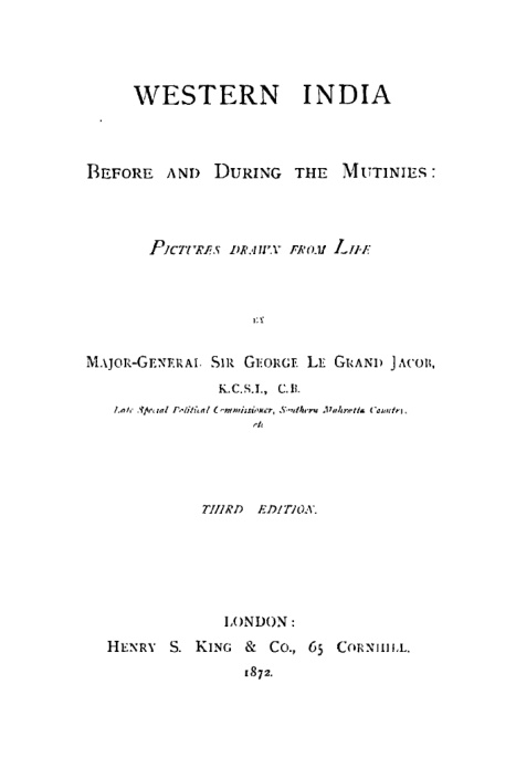 Western India Before And During The Mutinies