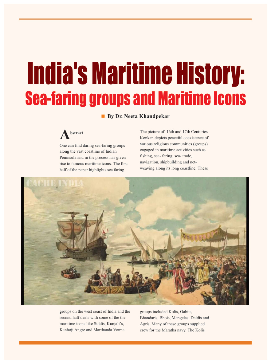 India Maritime History Sea-faring groups and Maritime Icons
