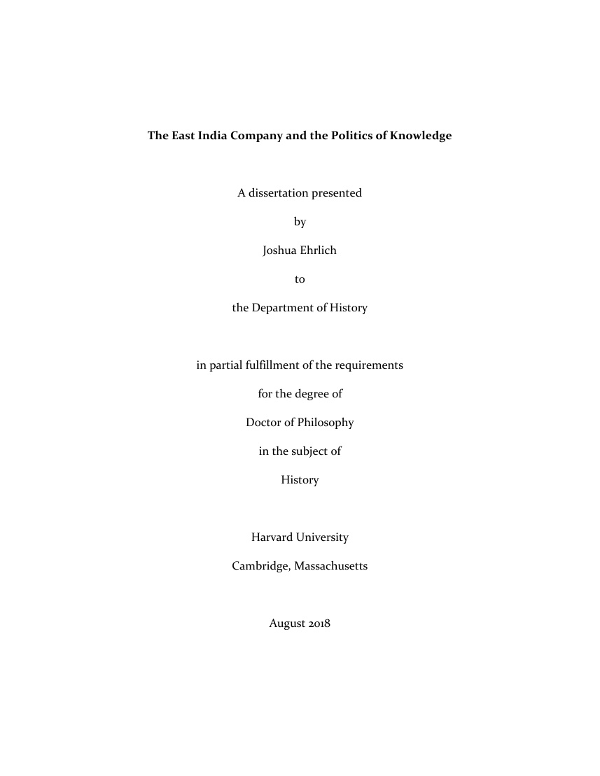 The East India Company and the Politics of Knowledge