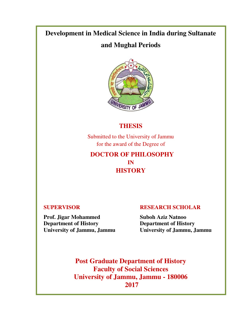 Development in Medical Science in India during Sultanate and Mughal Periods