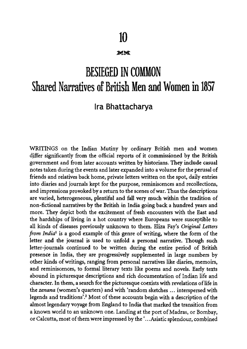 BESIEGED IN COMMON Shared Narratives of British Men and Women in 1857